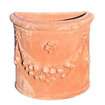 Articolo 490 vaso parete semicircolare Assisi decorata con festone e rosone in terracotta