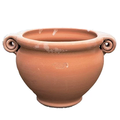 Articolo 523 Fioriera tonda con 2 riccioli bucati in terracotta